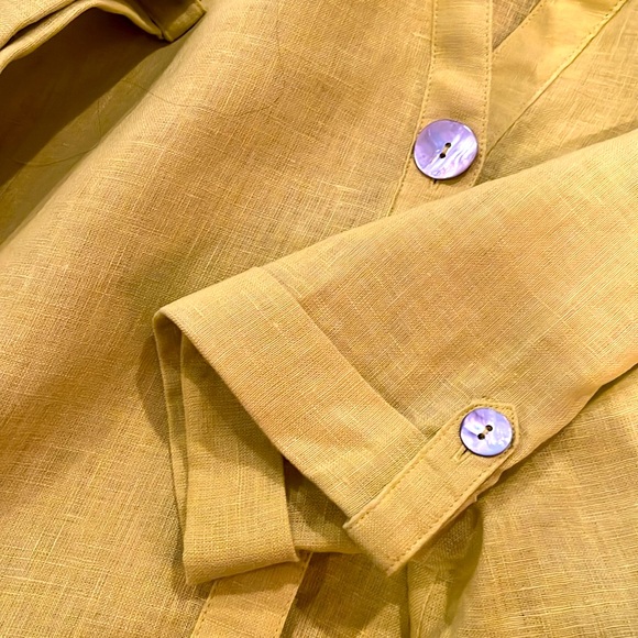 Marc New York Andrew Marc linen short sleek shell button green blouse XL - Picture 7 of 7